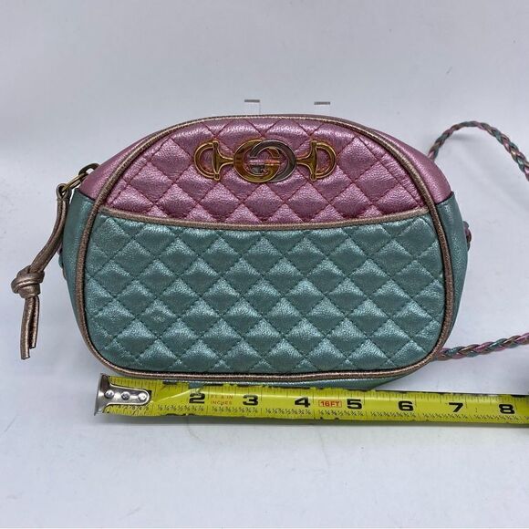 Gucci Women’s Quilted Laminated Calf Skin Multi Color Mini Crossbody Purse - Picture 3 of 6